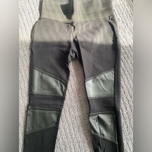 Black Leather Panel Leggings